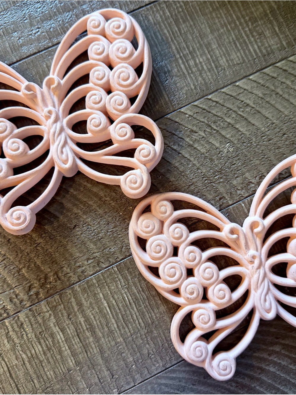 Vintage Pink Decorative Butterfly Wall Accents - Set of 2